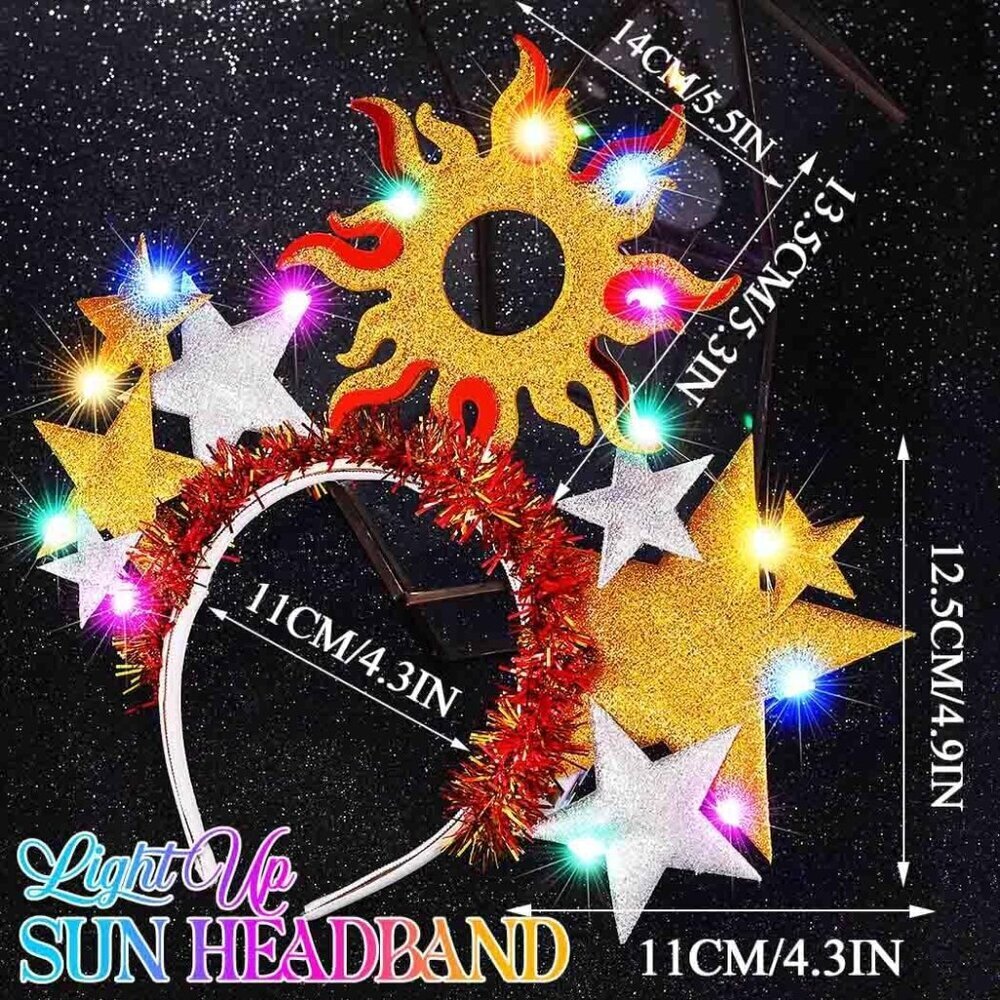LED Sun Star Headband Festival Costume Hair Accessory for Women - Picture 6 of 8